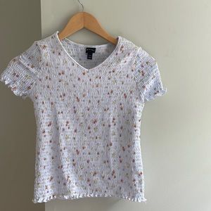 Art Class Girls Blue Floral Scrunched Top